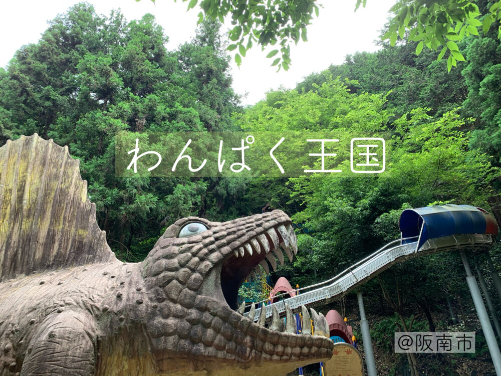 恐竜の口へ飛びこめばガォー 山の公園 わんぱく王国 のすべり台は0mで大興奮 阪南市 ママオアシス Mamaoasis