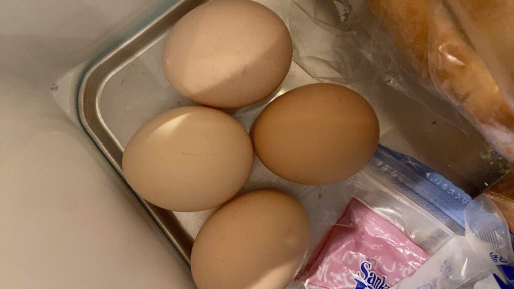 冷凍庫に入れた卵