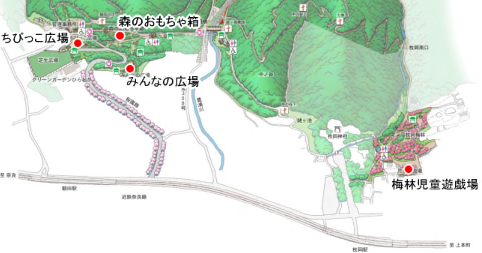 枚岡公園遊具地図