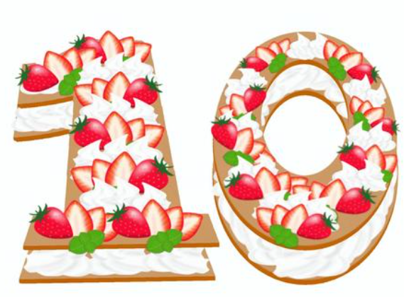 １０の形のケーキのイラスト