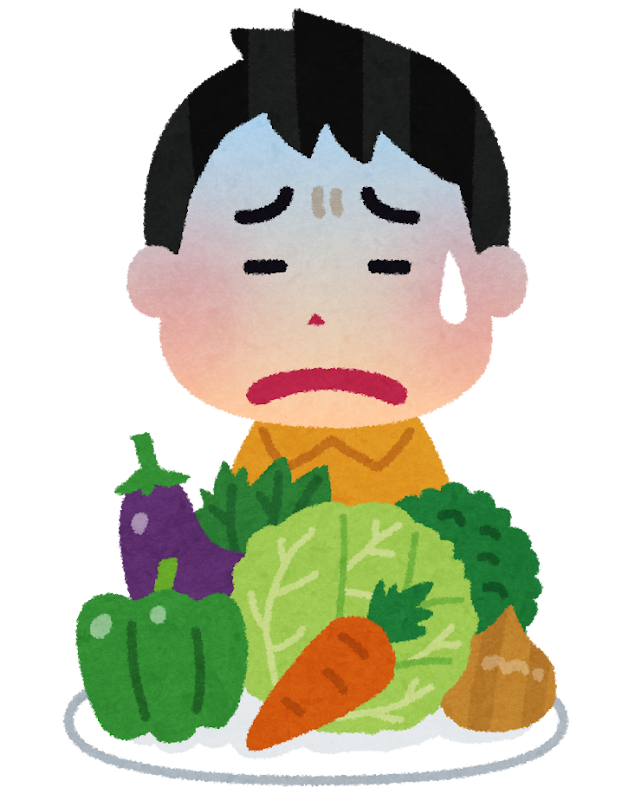 野菜嫌いの男の子のイラスト