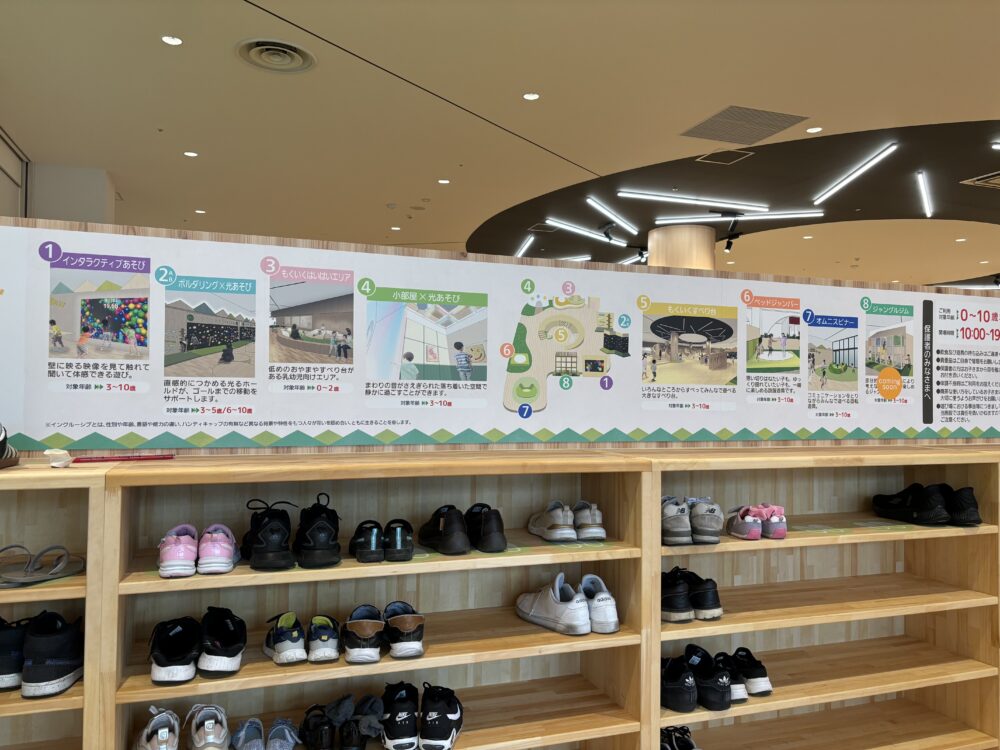 イオンモール四條畷の遊び場「なわてMokuMokuひろば」の靴置き場