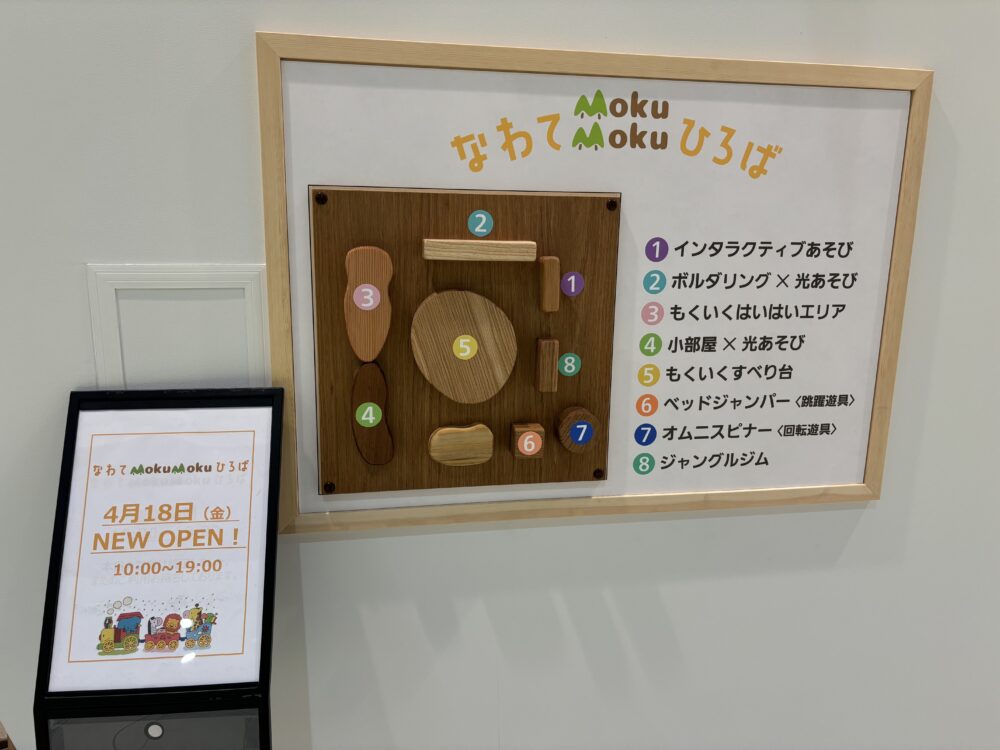 イオンモール四條畷の遊び場「なわてMokuMokuひろば」の8つの遊びエリア
