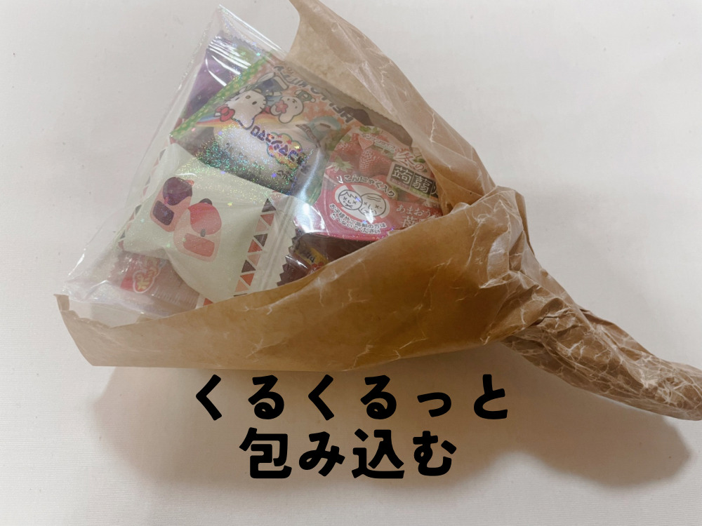 お菓子ブーケの作り方