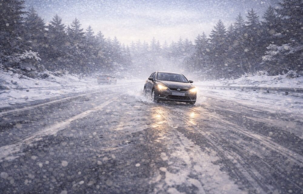 対向車の車が急にブレーキを踏んだ