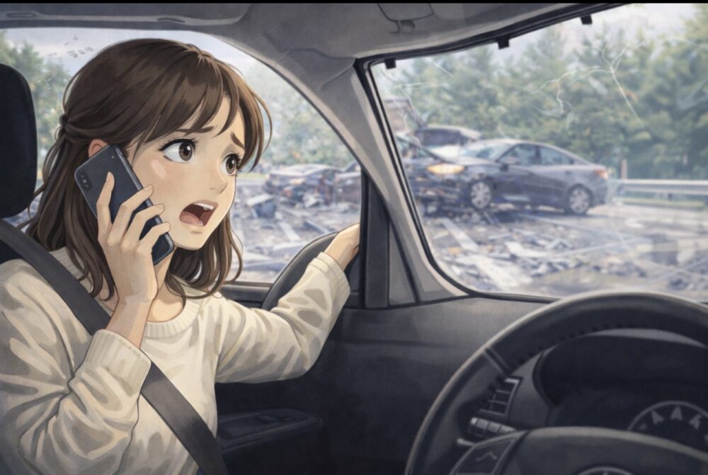 119番通報している様子