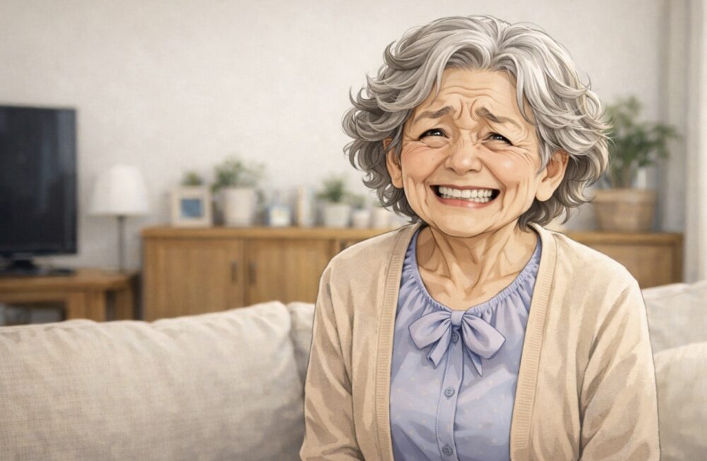 かなりひきつった笑顔の姑