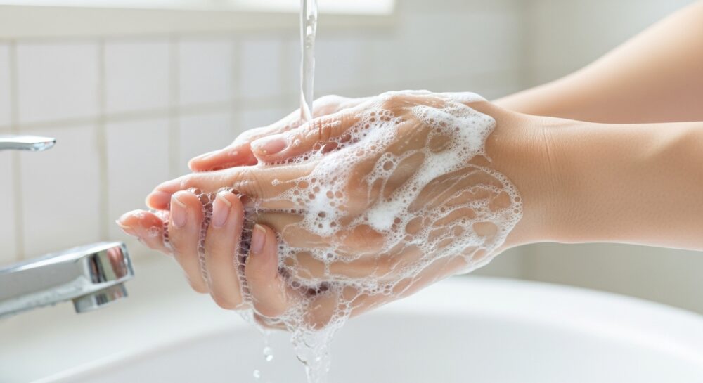 手を洗っている様子