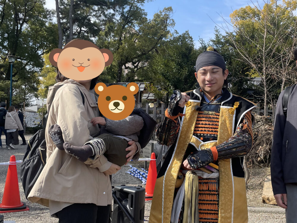 おもてなし武将隊の秀吉と記念撮影