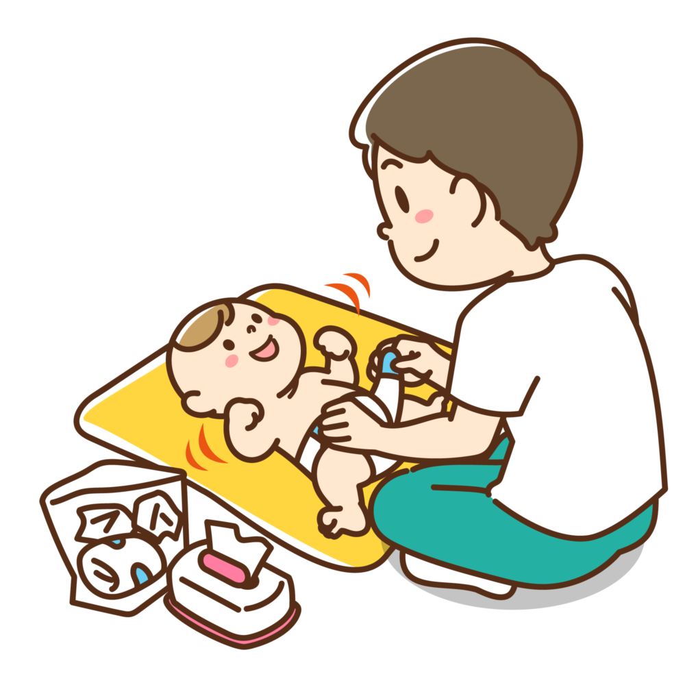 大人　赤ちゃん　おむつ替え